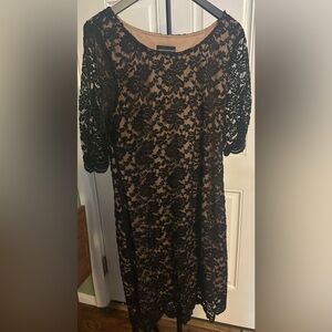 Connected Apparel Black Floral Lace Dress